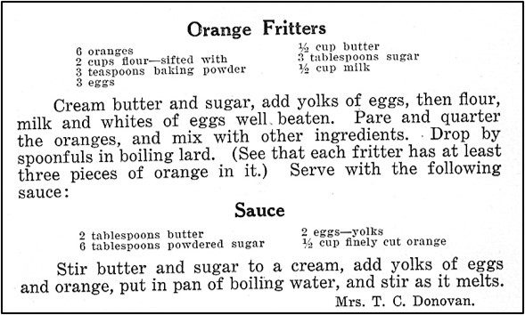 Recipe for Orange Fritters
