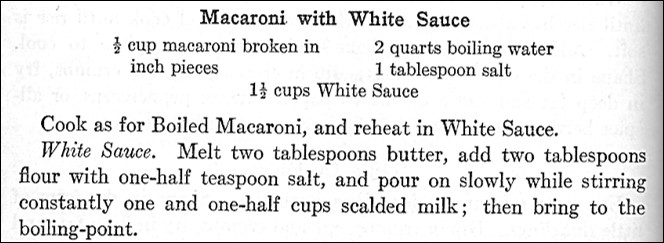 Recipe for Macaroni with White Sauce
