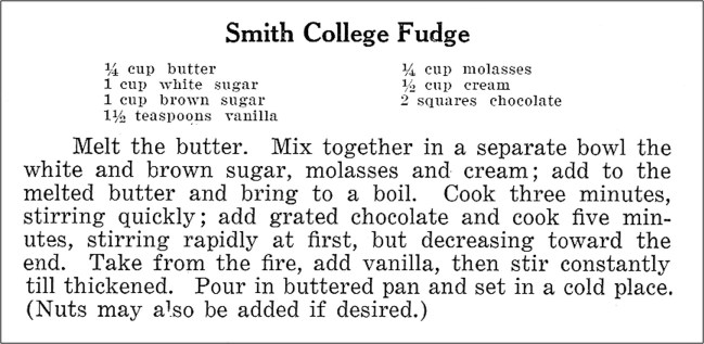 Recipe for Smith College Fudge
