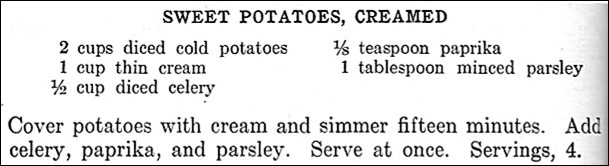 Recipe for Creamed Sweet Potatoes