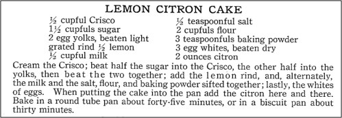 Recipe for Lemon Citron Cake