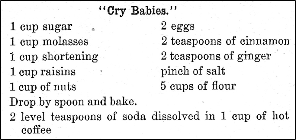 Recipe for "Cry Babies" Cookies