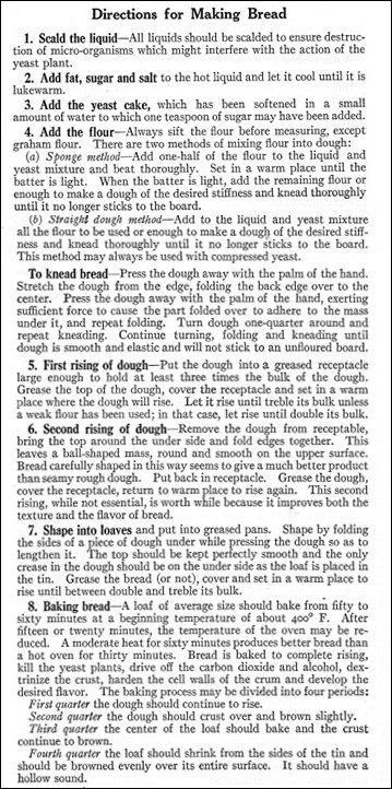 directions for making bread