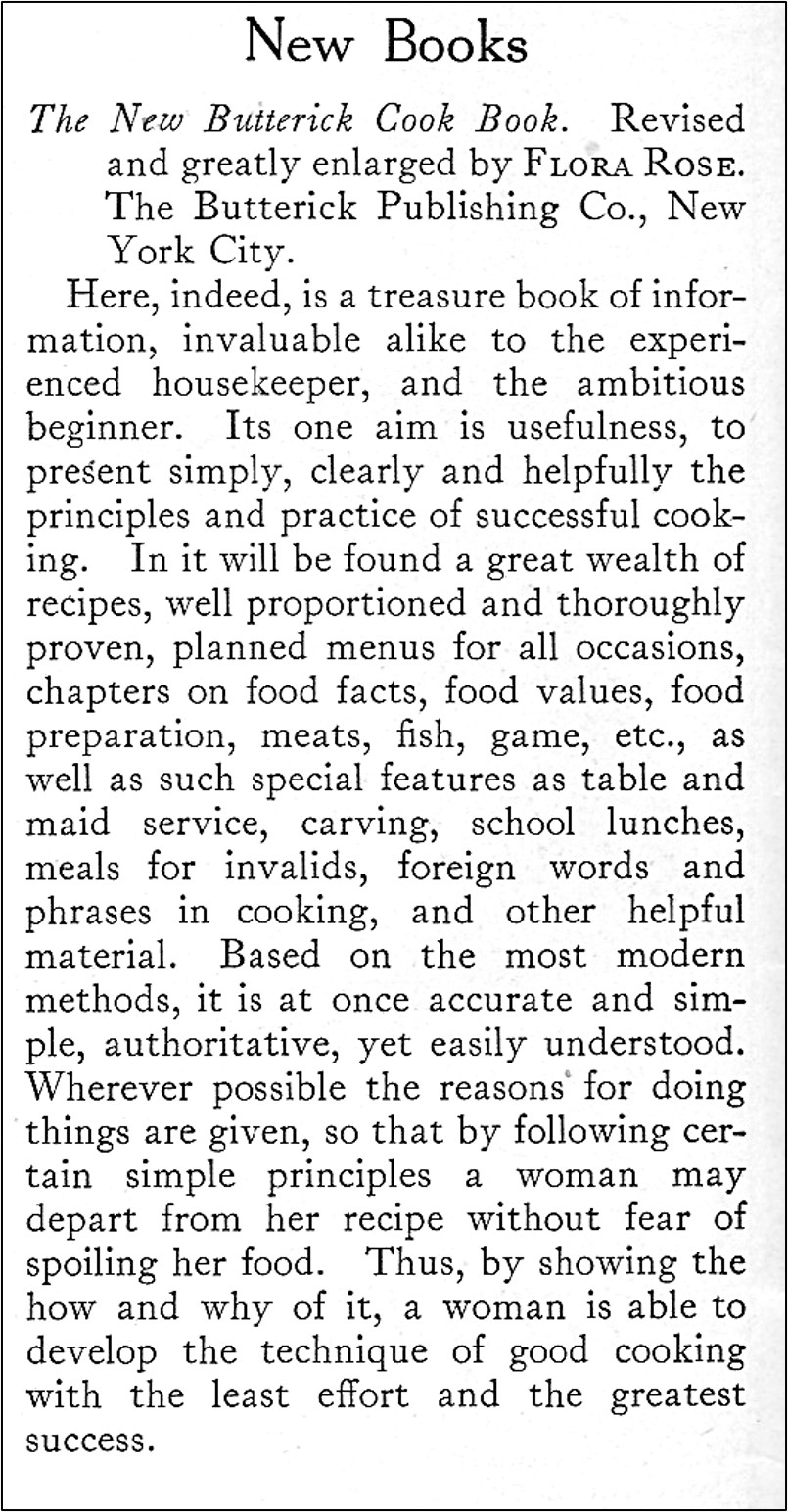 Book review of The New Butterick Cook Book