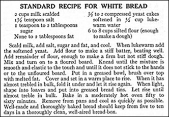 Recipe for white bread