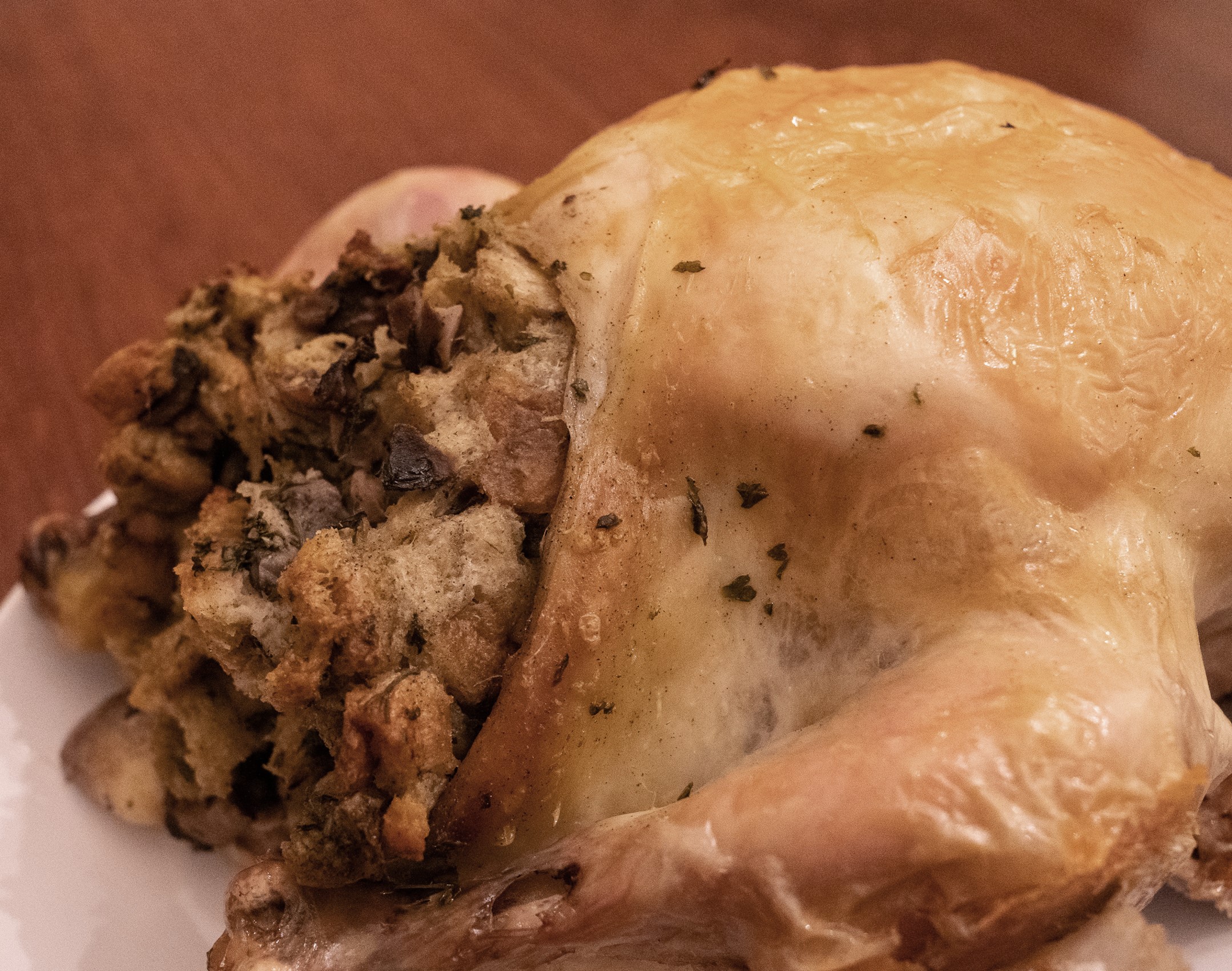 Mushroom stuffing in chicken