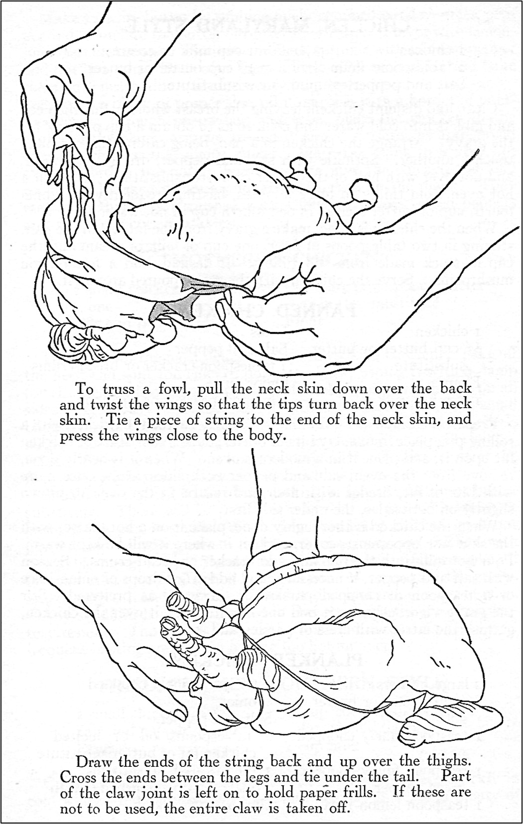 Directions for trussing a fowl