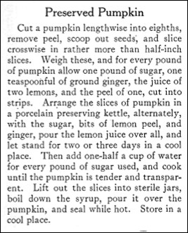 Recipe for Preserved Pumpkin