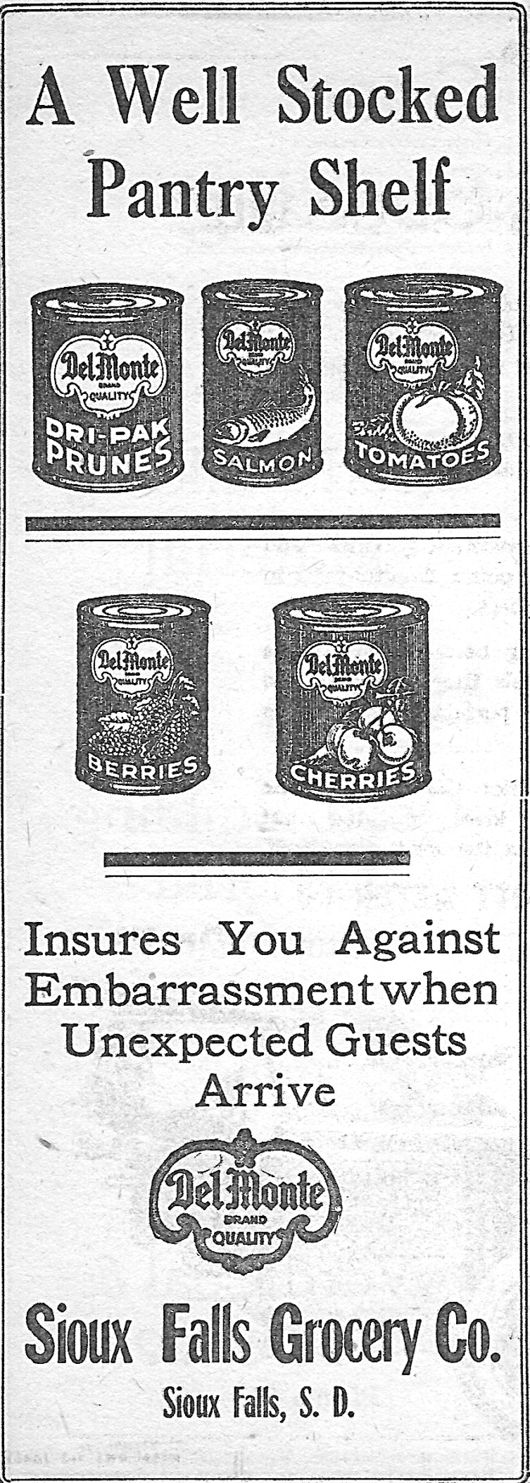 Advertisement for Sioux Falls Grocery Company Advertisement