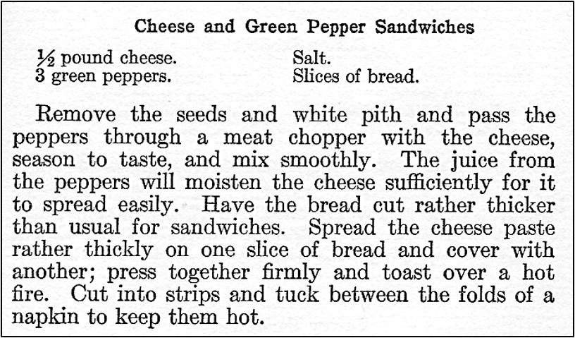 Recipe for Cheese and Green Pepper Sandwich