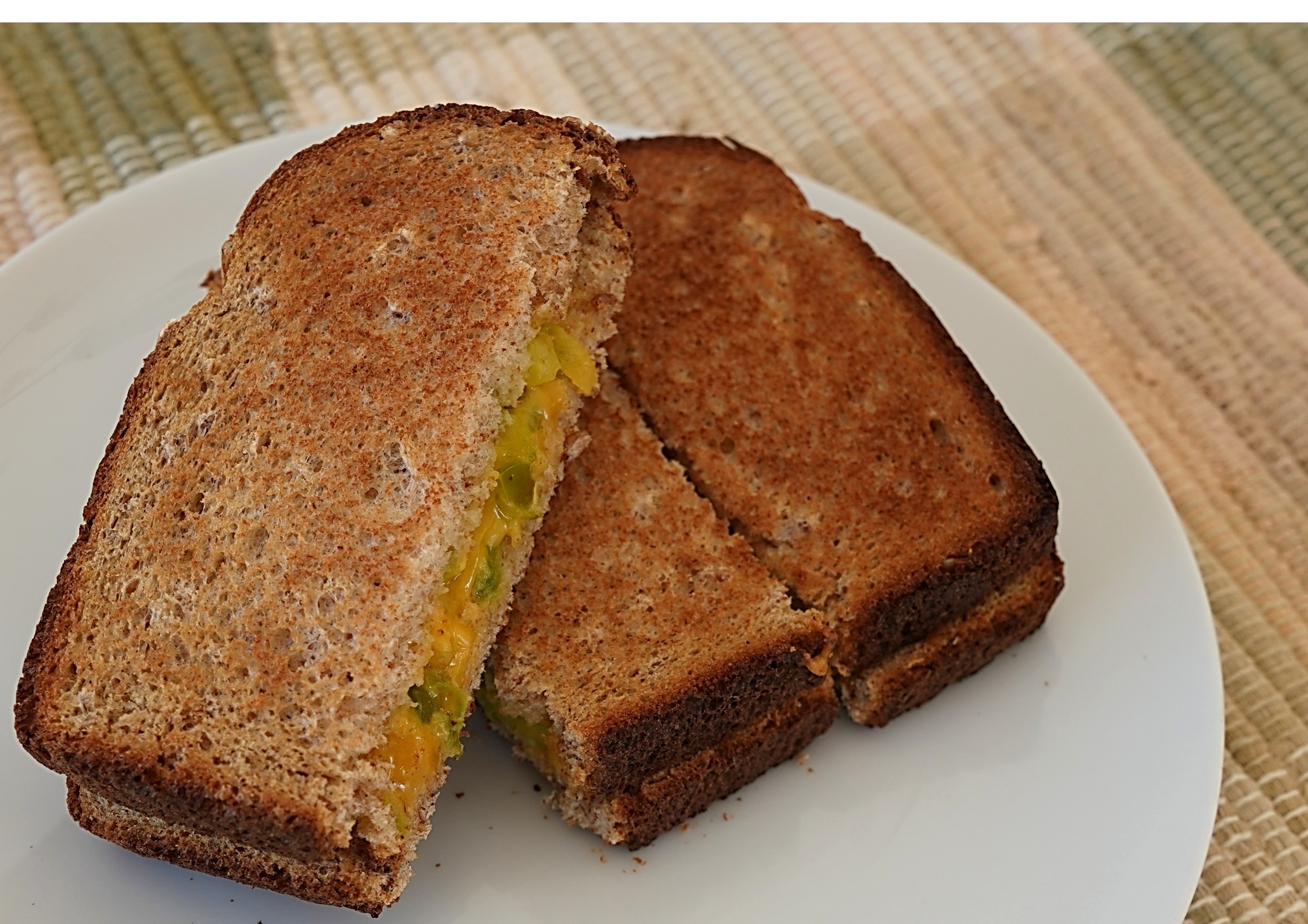 Cheese and Green Pepper Sandwich on plate