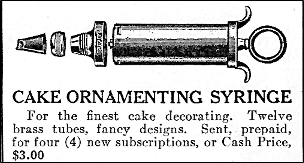 Advertisement for cake ornamenting syringe