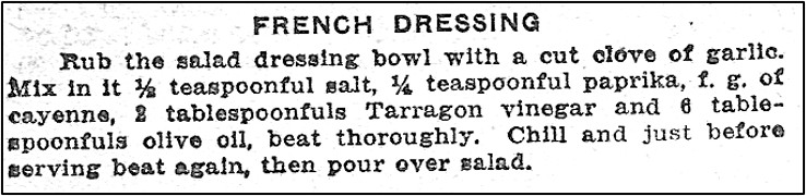 Recipe for French Dressing