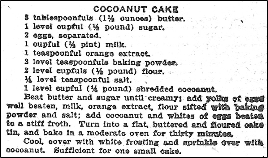Recipe for Coconut Cake