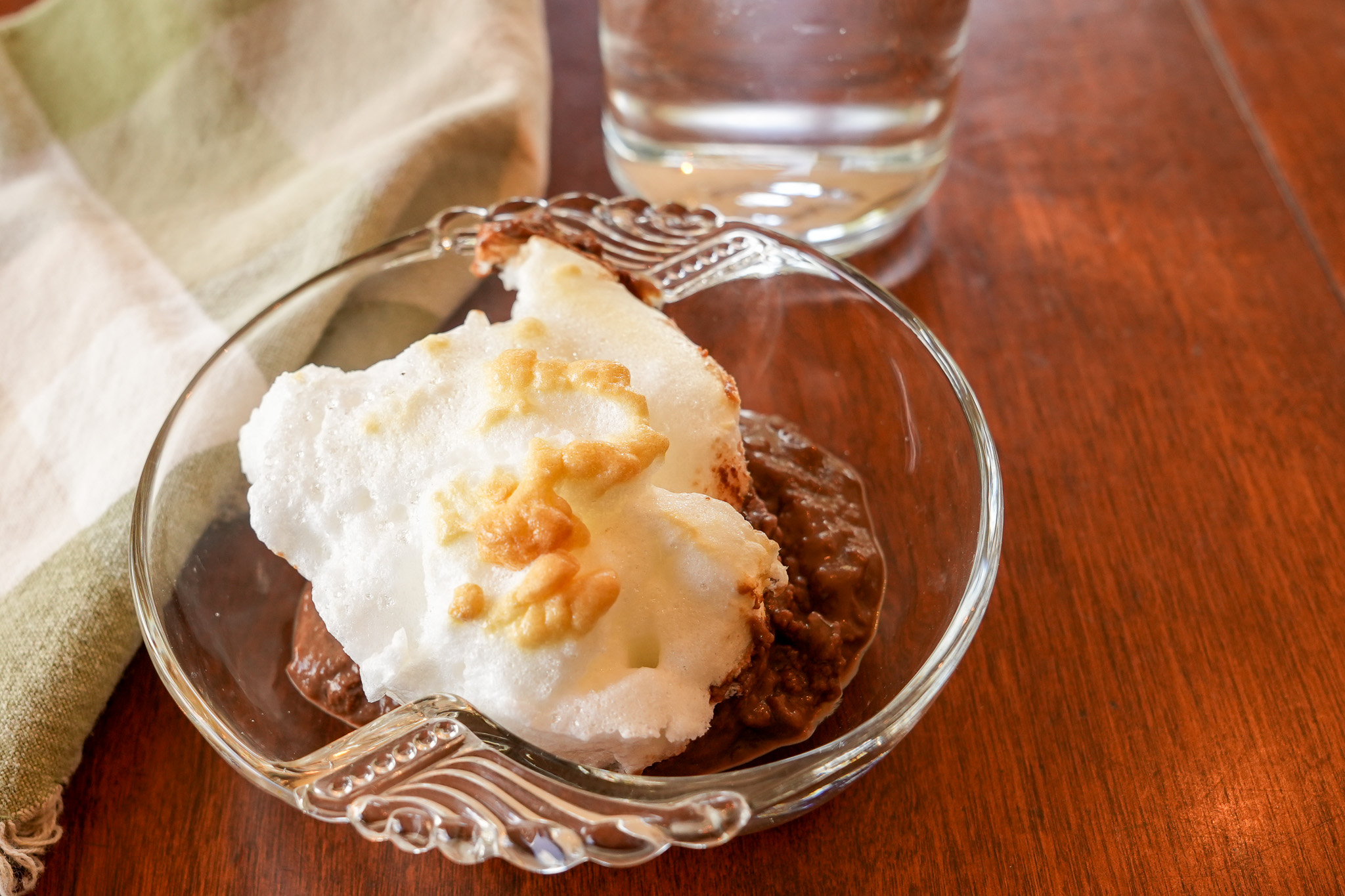 Chocolate Meringue Pudding in dish
