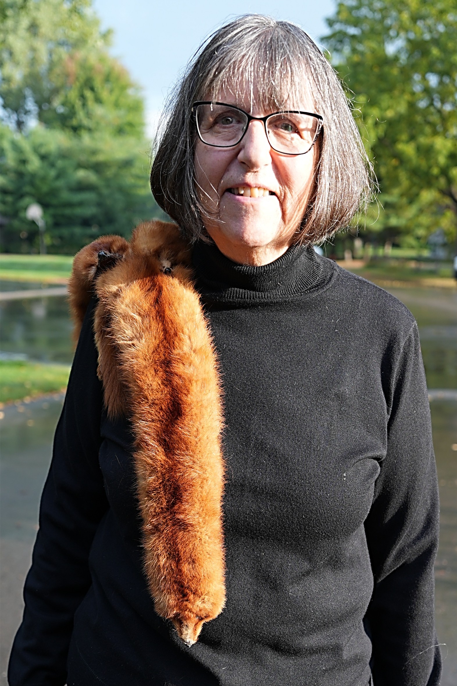 Mink stole with animal heads