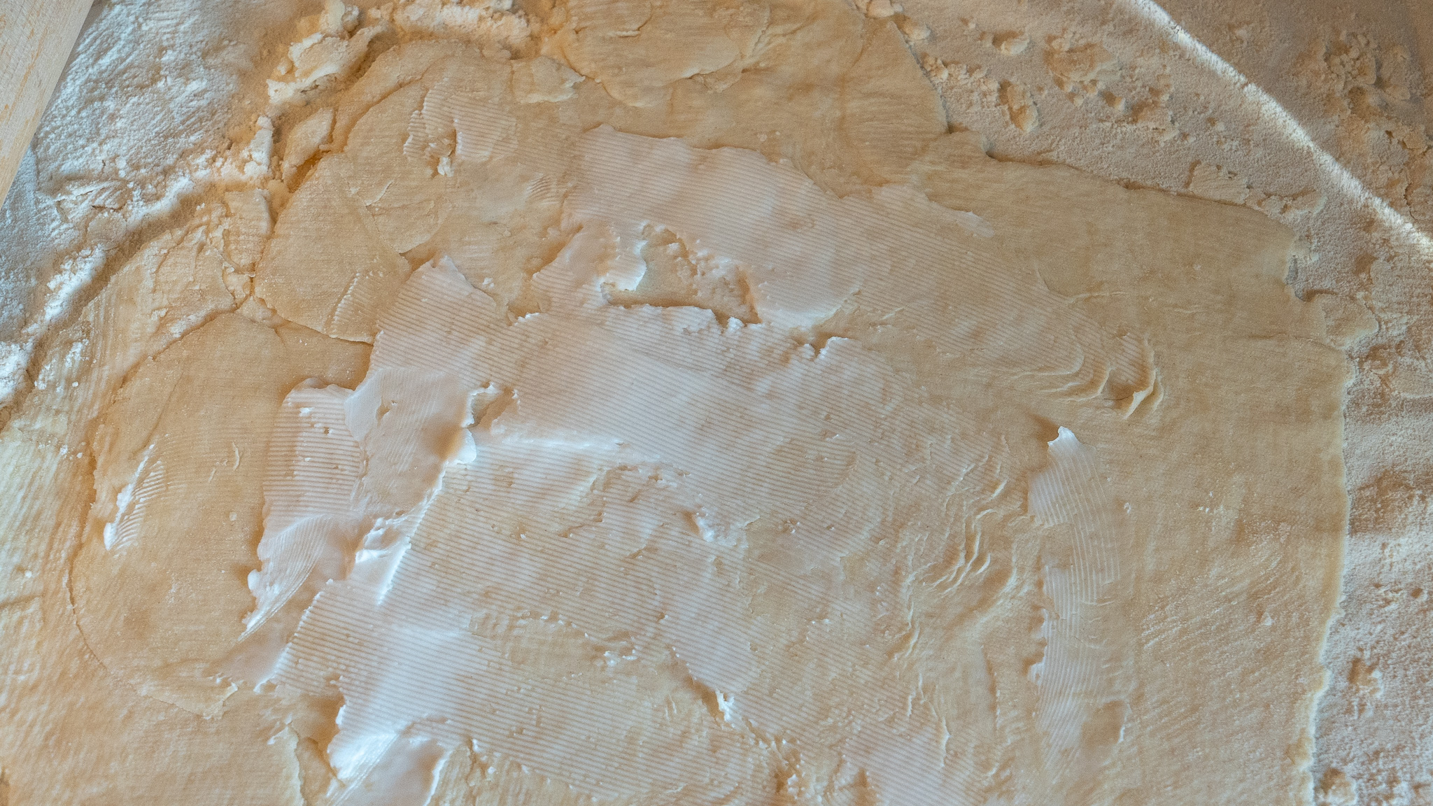 pie pastry with shortening spread on top