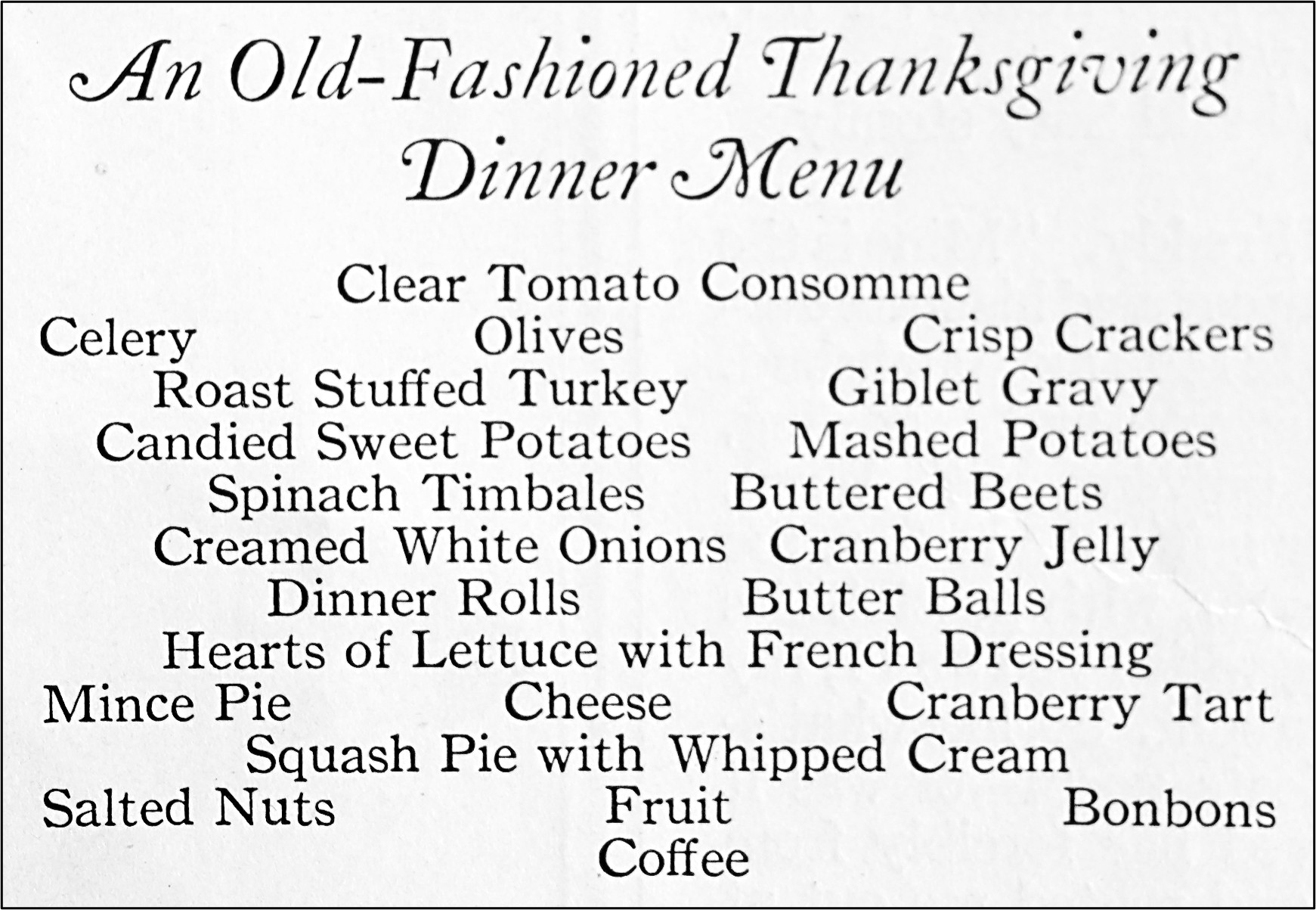 Thanksgiving Menu