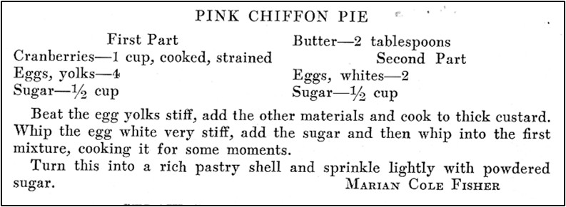 Recipe for Pink Chiffon Pie (Cranberry Chiffon Pie)