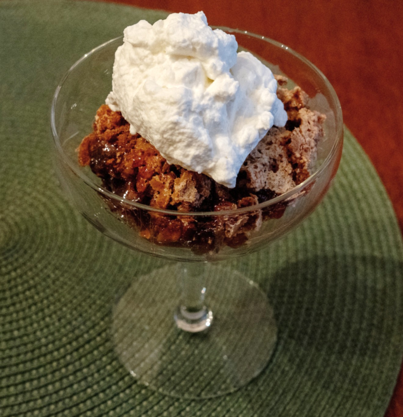 Date Crumbles with whipped cream topping