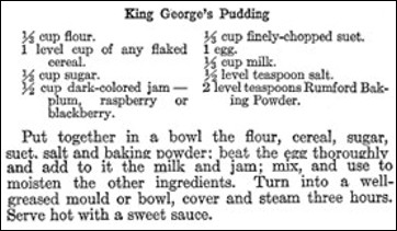 Recipe for King George Pudding