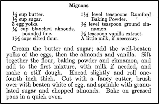 Mignons Cookies Recipe – A Hundred Years Ago