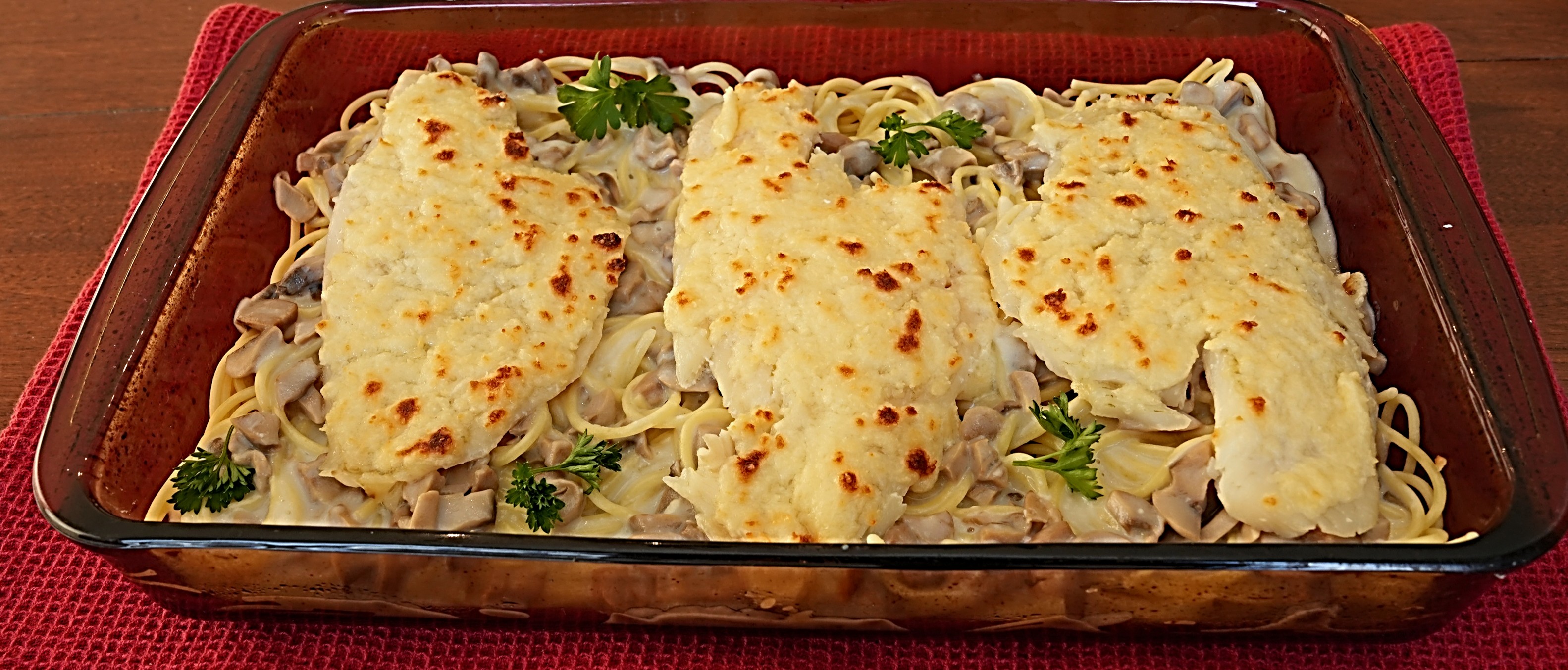 Flounder and Spaghetti in dish