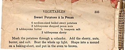 Recipe for Sweet Potatoes a la Pecan