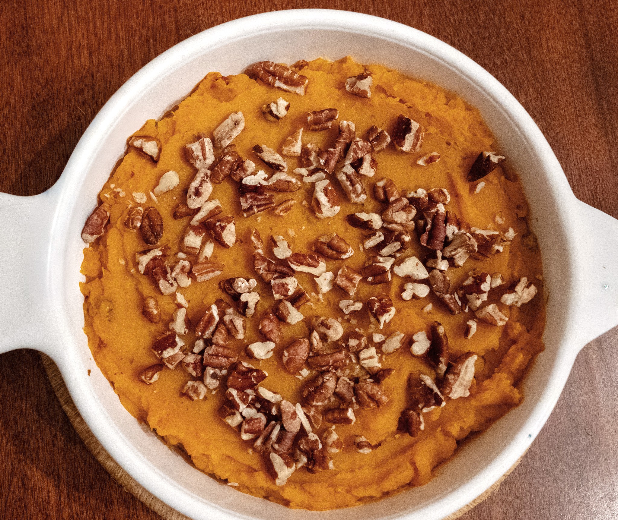 Sweet Potatoes a la Pecan in baking dish