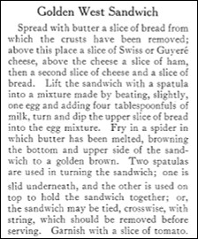Recipe for Golden West Sandwich