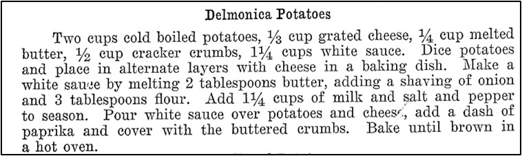 Recipe for Delmonica Potatoes