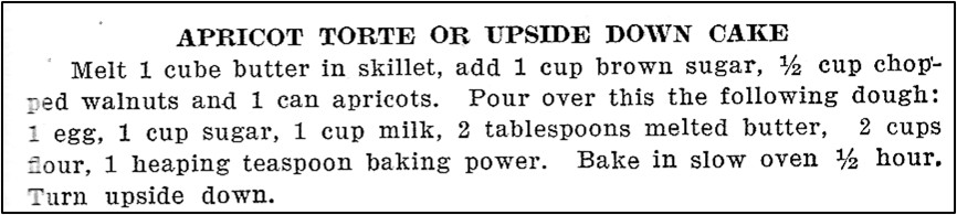 Recipe for Apricot Torte (Apricot Upside Down Cake)