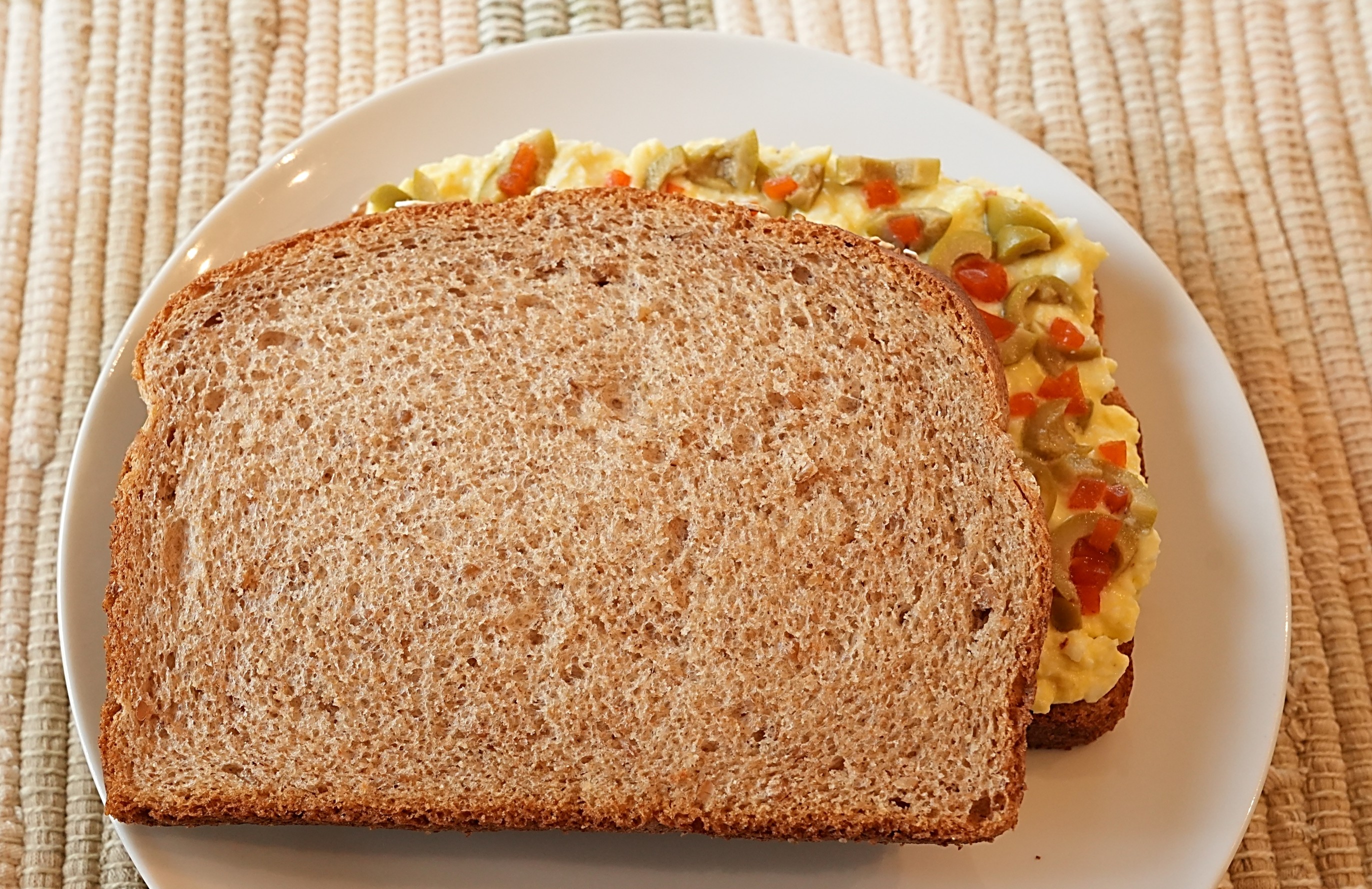 Egg and Olive Sandwich on plate