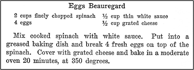 Recipe for Eggs Beauregard