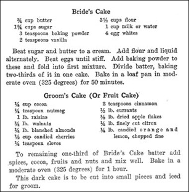 Recipes for Bride's and Groom's Cakes