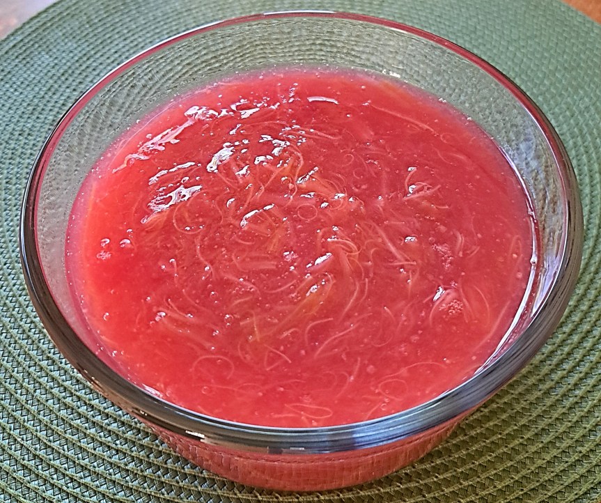 Jellied Rhubarb in bowl