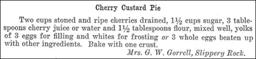 Recipe for Cherry Custard Pie