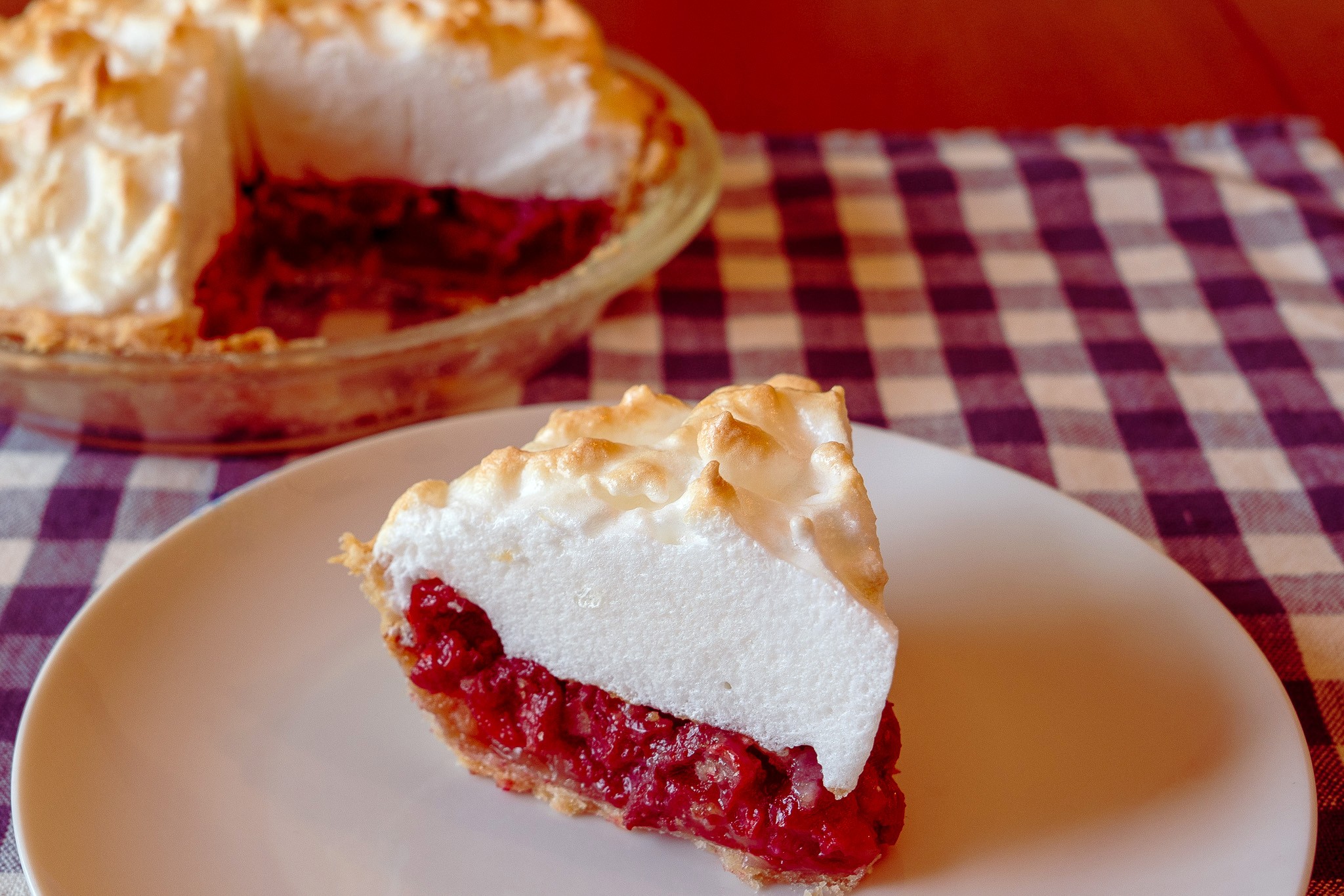 Piece of Cherry Custard Pie on plate