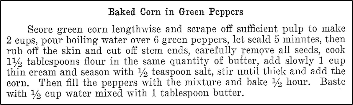Recipe for Baked Corn in Green Peppers