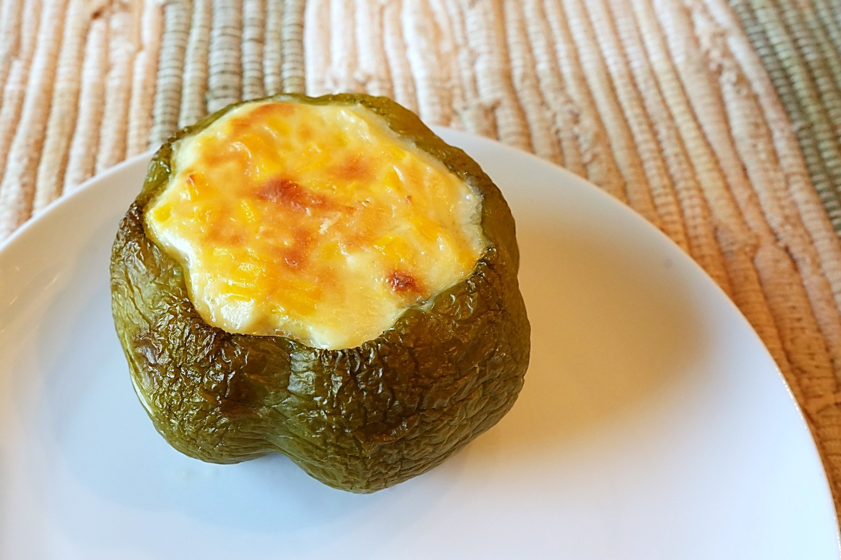 Baked Corn in Green Pepper on plate