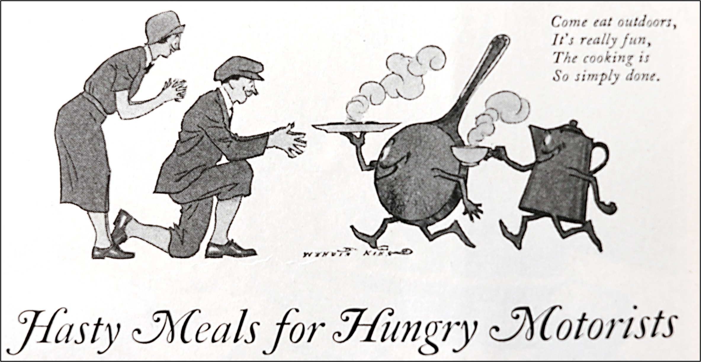 Drawing of people being served food