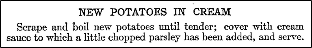 Recipe for New Potatoes in Cream