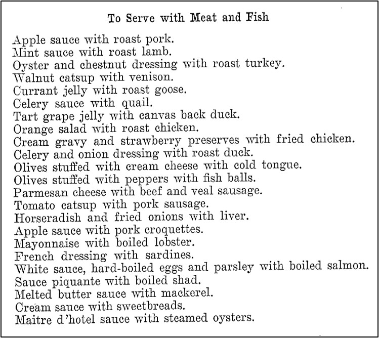 List of common food combinations