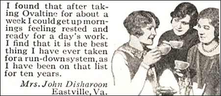 Testimonial in Ovaltine advertisement