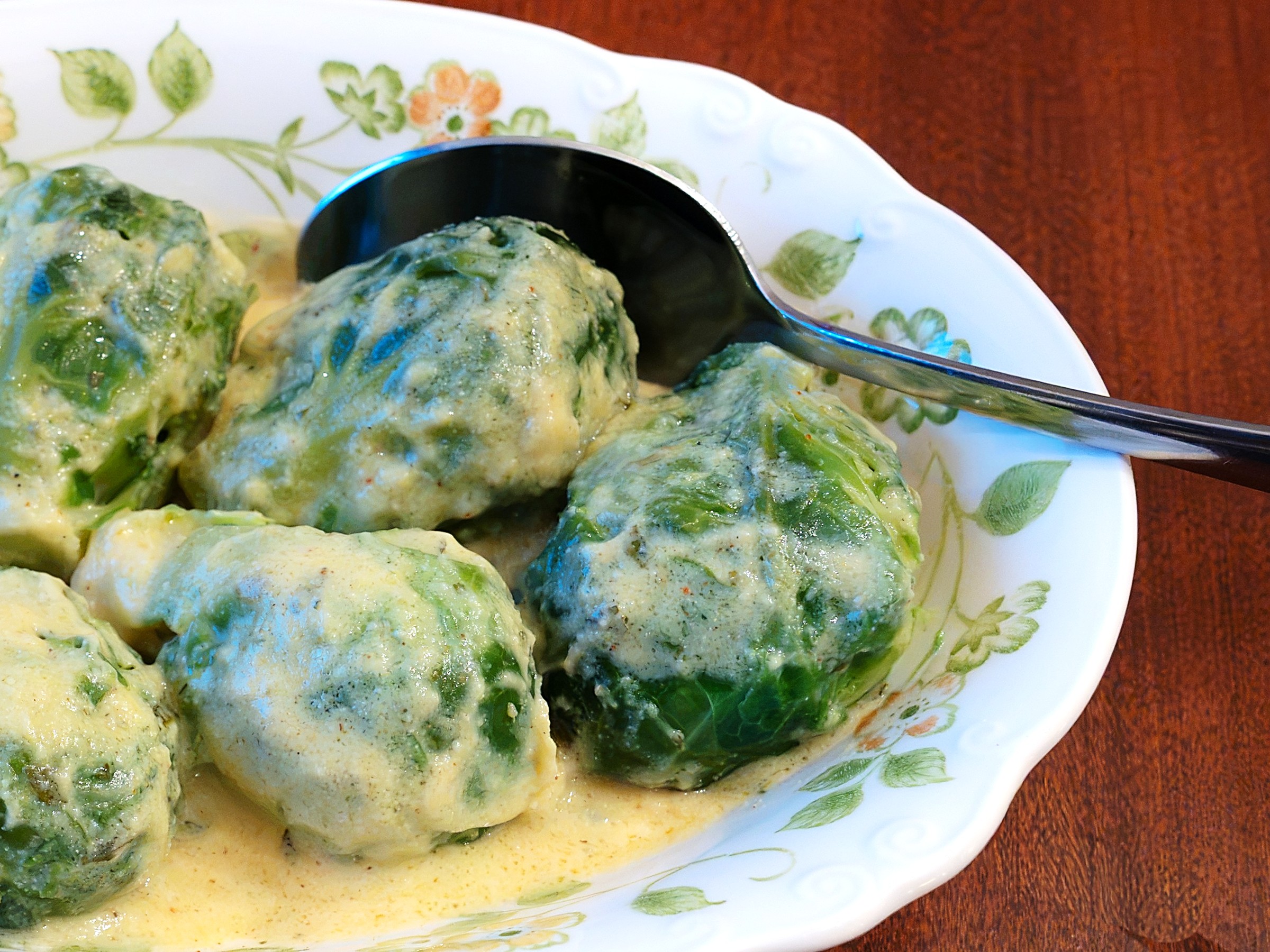 Brussels Sprouts with Piquante Sauce in dish