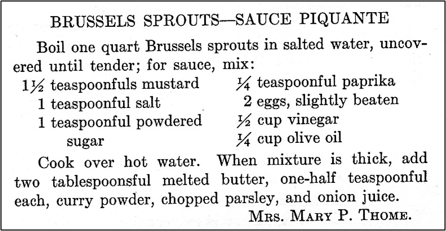 Recipe for Brussels Sprouts - Sauce Piquante