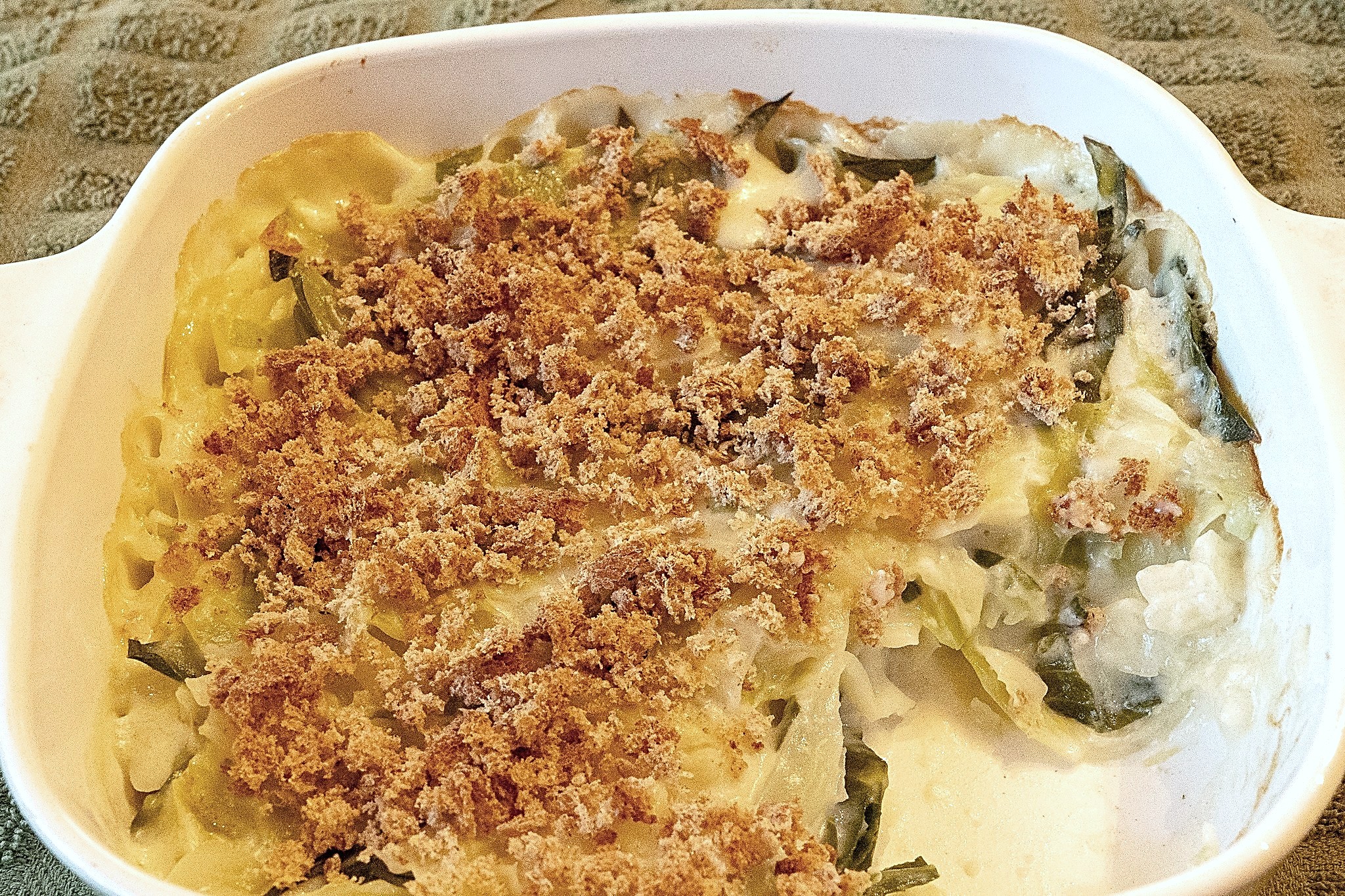 Escalloped Cabbage in baking dish