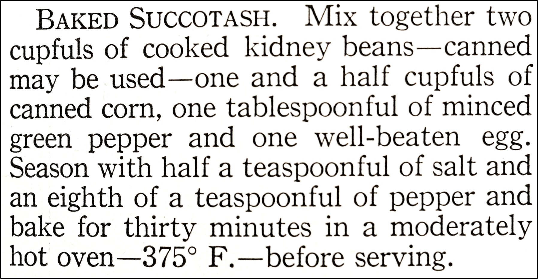 Recipe for Baked Succotash