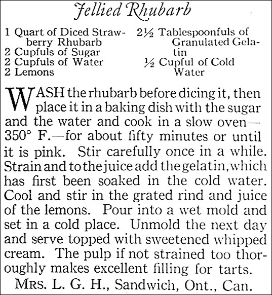 Recipe for Jellied Rhubarb (Rhubarb Gelatin)