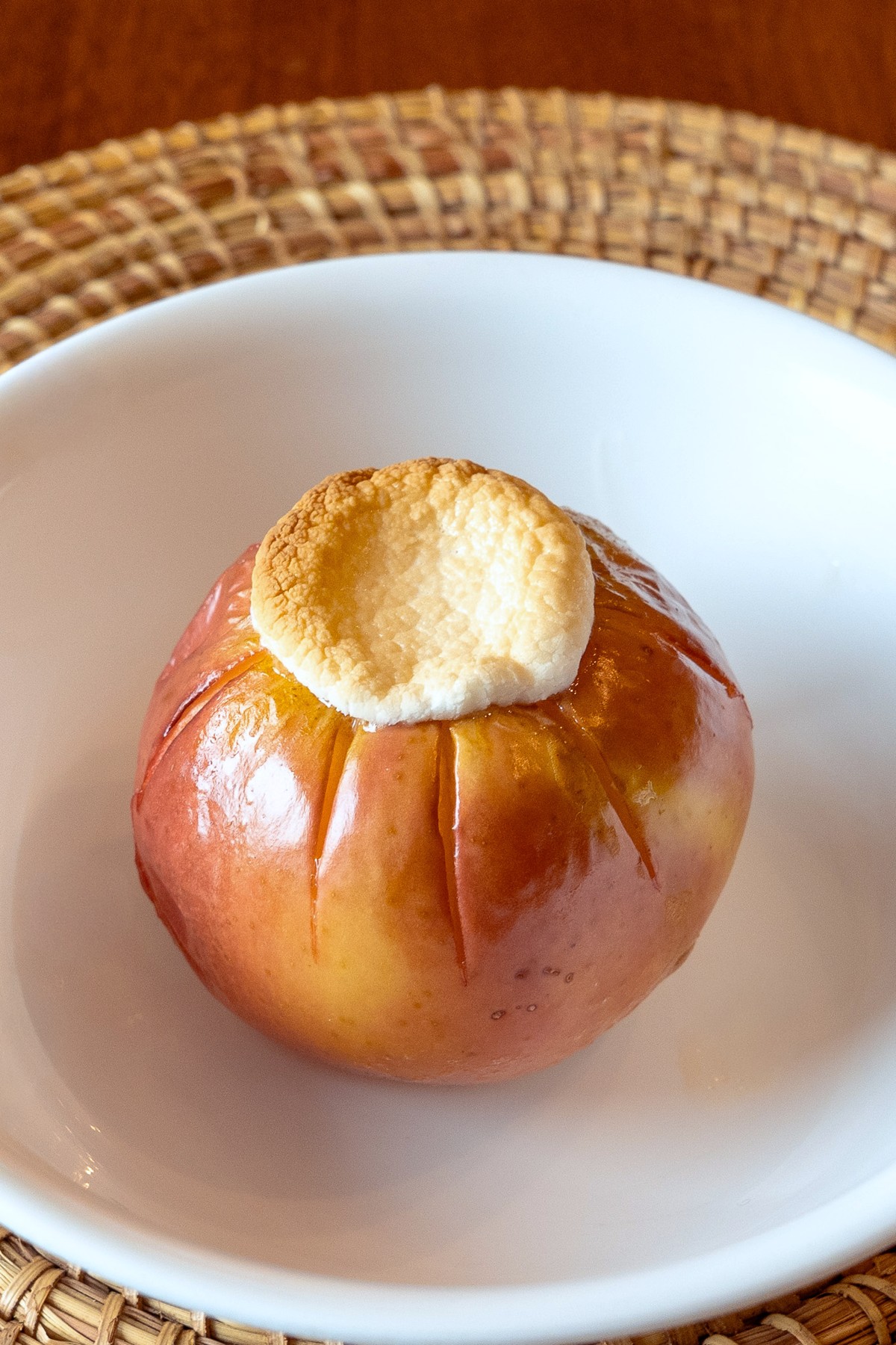 Apple Mallow (Baked Apple with Marshmallows) in bowl